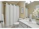 Updated bathroom with white vanity and shower at 2802 Arabian Ne Trl, Marietta, GA 30062