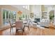 Open-concept living area featuring hardwood floors, fireplace, and large windows to let the natural light pour in at 2802 Arabian Ne Trl, Marietta, GA 30062