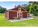 Exterior view of the barn on the property, featuring a small patio at 2905 Jim Owens Nw Rd, Kennesaw, GA 30152