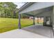 Covered patio showcases sturdy columns, a concrete floor, and views of the expansive lawn and nearby homes at 37 Deer Canyon Dr, Auburn, GA 30011