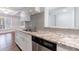Kitchen showcasing granite counters, stainless steel dishwasher and sink, and white cabinetry at 13 Ivy Ne Sq, Atlanta, GA 30342