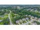 A beautiful aerial view showcases a neighborhood with tree-lined streets, well-maintained lawns, and nearby wooded areas at 105 Silver Trce, Dallas, GA 30157
