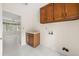 Laundry room conveniently located near the kitchen featuring wooden cabinets and counterspace, enhancing home functionality at 127 Roe Hampton Ln Ln, Stone Mountain, GA 30087