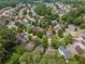 Neighborhood aerial view showing mature trees, homes, and streetscape at 930 Silver Lake Dr, Acworth, GA 30102
