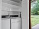 Laundry area with side by side washer and dryer inside of closet next to an exterior door at 297 Northgate Trce, Roswell, GA 30075