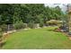 Well-maintained backyard with lush green grass, white rock landscaping and a wooden fence at 895 Mill Garden Pl, Cumming, GA 30040