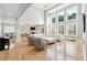 Open-concept living area features high ceilings, large windows, and hardwood floors at 3423 Jamont Blvd, Alpharetta, GA 30022