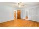 Bedroom featuring hardwood floors and double closets for ample storage at 415 Haven Ln, Marietta, GA 30066