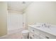 Renovated bathroom featuring modern fixtures, a stylish vanity, and a walk in shower for relaxation at 189 Privet Cir, Suwanee, GA 30024