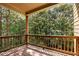 Inviting wooden porch with a scenic view of lush greenery and towering trees at 189 Privet Cir, Suwanee, GA 30024
