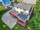 Elevated aerial shot showing the home's decks, patios, and well maintained landscaping at 6841 Fairway Ridge Dr, Douglasville, GA 30134