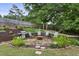 Backyard with a stone fire pit and a outdoor seating area for entertaining at 2023 Yellow Finch Trl, Atlanta, GA 30316