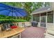 A relaxing back deck features an umbrella, furniture, screened-in porch, and a grill at 2722 Brookhaven Ln, Buford, GA 30518