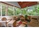 Inviting screened porch with lounge furniture and peaceful wooded views at 2722 Brookhaven Ln, Buford, GA 30518