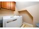 Conveniently located laundry room featuring a front load washer and cabinets for storage at 13042 Dartmore Ave, Alpharetta, GA 30005
