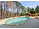 Backyard pool and spa with lake view and mature trees provide a private oasis at 3185 Casteel Ne Rd, Marietta, GA 30062