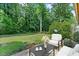 Secluded backyard oasis with a patio, lush greenery, and comfortable seating area at 1594 Pine Glen Cir, Decatur, GA 30035
