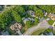 Aerial view of a neighborhood with mature trees and well-manicured lawns showcasing community's appeal at 314 Savannah Pl, Loganville, GA 30052