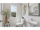 Well-lit powder room with modern fixtures, enhancing the room's clean and stylish aesthetic with elegant decor at 1305 Lakota Pl, Atlanta, GA 30315
