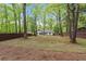 Spacious backyard with lush green grass, surrounded by mature trees and a wooden fence at 3915 Ivy Ne Rd, Atlanta, GA 30342