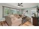 Cozy living room featuring a large sectional sofa and windows with light filtering blinds at 1977 Wee Kirk Se Rd, Atlanta, GA 30316