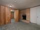 Basement with brick fireplace at 4135 Sunrise Trail, Atlanta, GA 30349