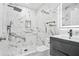 Modern bathroom features tiled shower, sleek vanity, and elegant fixtures at 4188 Fontana Ct, Tucker, GA 30084