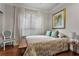 Bedroom featuring a bed, window with blinds and curtains, with a chair at 3777 Peachtree Ne Rd # 1112, Brookhaven, GA 30319