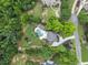 An aerial view showcasing a stunning backyard with a pool and lush landscaping in a serene, wooded setting at 407 Maple Ridge Ct, Cumming, GA 30028