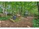 Backyard sanctuary featuring a swing, surrounded by lush greenery and mature trees at 1945 Barrett Dr, Cumming, GA 30040