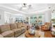 Inviting living room features hardwood floors, a comfortable sofa, and large windows providing natural light at 1945 Barrett Dr, Cumming, GA 30040