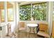 Cozy balcony setup with table and chairs overlooking lush greenery, providing a relaxing outdoor space at 2734 Peachtree Nw Rd # C-404, Atlanta, GA 30305