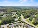 Wide aerial view of a lush, green neighborhood with community pool and tennis courts at 5730 Arbor Green Cir, Sugar Hill, GA 30518