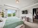 Bedroom featuring scenic views, TV, and soft, serene lighting at 5730 Arbor Green Cir, Sugar Hill, GA 30518