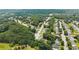An expansive aerial view of the neighborhood, showcasing the community layout amidst lush greenery and mature trees at 2605 Fort Apachee Trl, Dacula, GA 30019