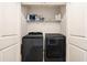 Laundry room showcasing a washer and dryer behind white closet doors at 12225 Anchor Way, Hampton, GA 30228