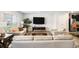 Bright living room featuring hardwood floors, large windows, and modern furnishings at 12225 Anchor Way, Hampton, GA 30228