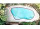 Aerial view of private pool with surrounding patio and lush landscaping at 9310 Chapelwood Dr, Johns Creek, GA 30022