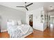 Bedroom with designer wallpaper and hardwood floors at 1253 Caroline Ne St # 223, Atlanta, GA 30307
