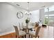Dining area featuring hardwood floors, modern chandelier, and floor-to-ceiling windows at 1253 Caroline Ne St # 223, Atlanta, GA 30307