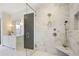Elegant bathroom features glass shower, dual shower heads, and marbled wall tiles at 11 Brownson Ct, Acworth, GA 30101