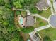 Aerial view of a home with a private pool, lush landscaping, and serene surroundings at 360 Glade Knoll Trail Trl, Fayetteville, GA 30215