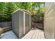 A sturdy metal storage shed located conveniently in the backyard at 545 Matterhorn Way Way, Alpharetta, GA 30022