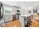 Modern kitchen with stainless steel appliances, gray cabinetry, and a center island with seating at 3190 Crestview Circle Nw Cir, Duluth, GA 30096