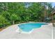 A beautifully designed backyard pool is surrounded by lush greenery, providing a private oasis at 1012 Chestnut Creek Dr, Villa Rica, GA 30180