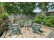Inviting backyard stone patio with green Adirondack chairs surrounding a modern fire pit, perfect for outdoor entertaining at 218 South Se Ave, Atlanta, GA 30315