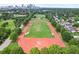 Aerial view of a running track with bright red lanes and green field at 218 South Se Ave, Atlanta, GA 30315