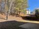 Backyard with retaining wall and wooded surroundings at 3116 Leyland Ct, Decatur, GA 30034