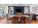 Open concept living room with hardwood floors, a large TV, and comfortable seating at 204 Rumson Ne Rd, Atlanta, GA 30305
