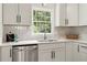 Kitchen features stainless steel dishwasher and sink with window view to exterior at 160 Pine Grove Dr, Canton, GA 30114